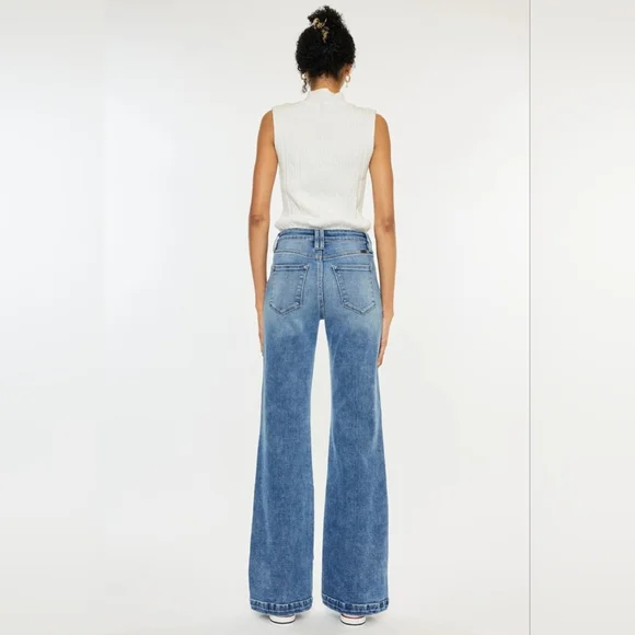 KanCan HIGH RISE WIDE LEG FLARE JEANS - Picture 2 of 7